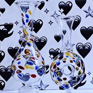 Glass vase set of 2, unique glass vase, handmade glass vase set of 2, decorative glass vase