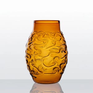 Handmade Amber Glass Vase: Textured Borosilicate Art Glass Centerpiece