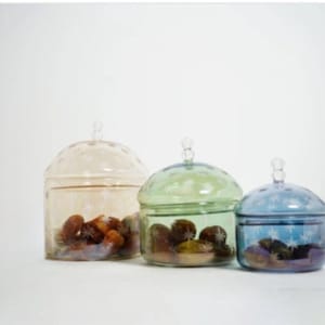 Candy Jar Set of 3, blown glass Candy holder , unique candy holder
