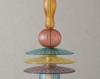 Handgefertigte Pendelleuchte aus mundgeblasenem Glas: Moderne mehrfarbige Kronleuchter