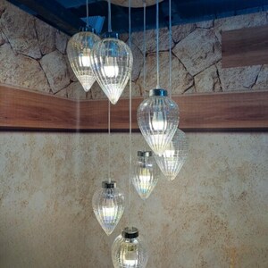 Modern glass lighting, hanging glass chandelier , ceiling chandelier, rainbow glass chandelier