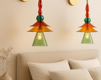 Handmade Blown Glass Wall Sconce, Modern Brass Lighting