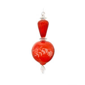 Red Engraved christmas glass ornament Handmade tree decoration hand painted egyptian hand blown glass ornaments xmax decor gifts