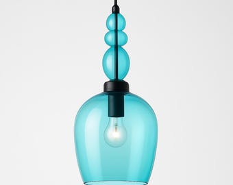 Hand Blown Blue glass  pendant lighting , artistic modern lighting , Light fixture