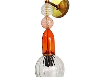 Handmade Blown Glass Wall Light, Multicolor Glass Sconce