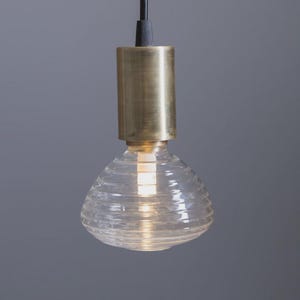Ribbed Glass Pendant Light: Brass Socket, Vintage-Inspired Dome
