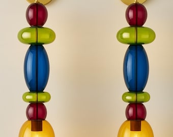 Blown Glass Wall Sconce set of 2: Multicolor Modern Wall Light Fixture