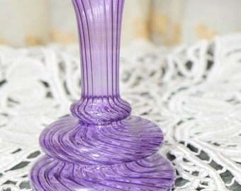 Hand-Painted Purple Ribbed Glass Vase - Borosilicate Decor