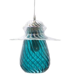 ceiling glass light blown glass handmade , hanging pendant light pyrex, Blue pendant glass Pyrex hand painted
