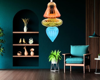 Mehrfarbige geblasene Glas-hängende Lampe, handgemachte Leuchte