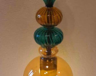 Lampa wisząca z ręcznie dmuchanego szkła bursztynowego: oświetlenie wyspy kuchennej