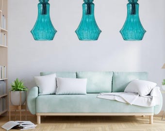 Blown Glass Pendant Light Set of 3 - Modern Kitchen Island Lighting