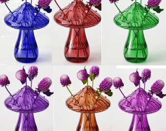 Handmade Pyrex Glass Mushroom Vase Set, Home Decor, Wedding Decoration