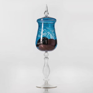 blown glass candy dish, engraved candy dish , handmade candy jar, turquoise candy jar
