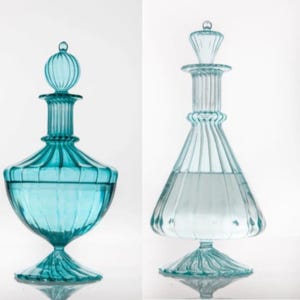 blue decanters set of 2, glass decanters set of 2,