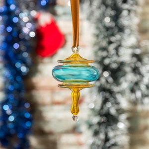 Blue christmas glass ornaments hanging tree decoration egyptian hand blown glass ornaments