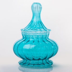 blue glass candy dish - handmade candy dish