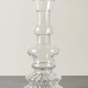 Blown Glass Vase: Handmade Clear Art Glass, 30cm