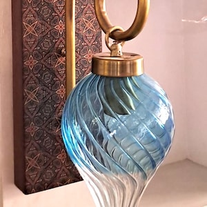 aplique de pared de vidrio azul, aplique de pared de vidrio hecho a mano, aplique de pared hecho a mano, aplique de pared azul