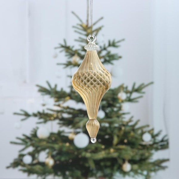 Gold Weihnachtsdekor, Bernstein Weihnachtsverzierungen Glas, hängende Baum Weihnachtsverzierungen, mundgeblasenes Glas Weihnachts-Weihnachtsverzierungen