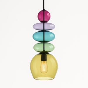 Handblown Multicolor Glass Pendant Light: Modern Kitchen Island Lighting