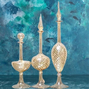 Amber Glass Decanter Set of 3, handmade glass decanter, timeless glass decanter  set of 3 for home decoration , vintage glass decanter