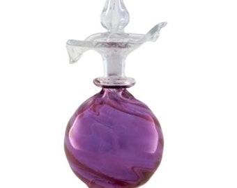Frasco de perfume morado de vidrio soplado egipcio hecho a mano