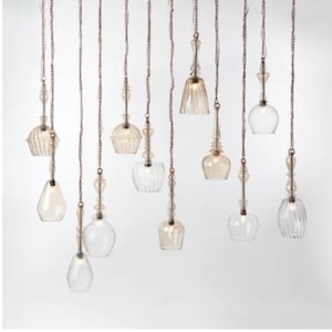Chandlier Glass Lighting , Hanging Ceiling Lighting, Unique Light Fixtures set of 12