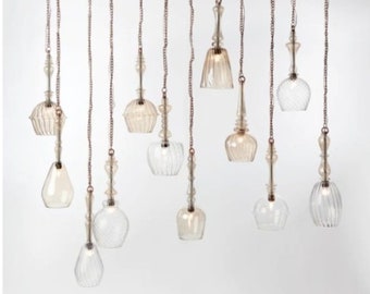 Chandlier Glass Lighting , Hanging Ceiling Lighting, Unique Light Fixtures set of 12