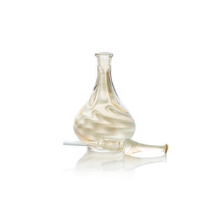 Mouth Blown Glass Perfume Bottle with stopper  -Hand painted Amber Perfume bottle