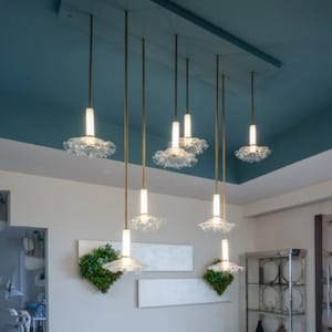 Flower Chandelier , Flower Glass Chandelier, Blown Glass Pendant Lights set of 8 , ceiling Chandlier