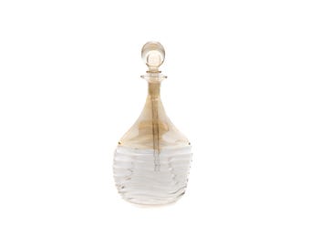 Amber Blown Glass Decanter with Stopper, Hand-Painted