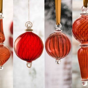 christmas ball ornaments  red set of 6 handmade, blown christmas ornaments, hanging christmas ornaments for tree decoration red
