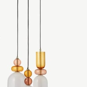 Modern Glass Chandelier Set of 3- Glass Ceiling Light fixture set of 3 - Blown Glass Lighting Handmade