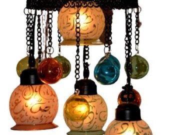 4 Arabic oriental handmade blown glass  chandelier lighting made from Pyrex glass