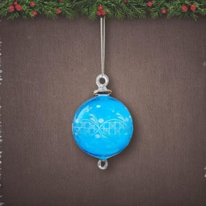 Blue christmas ornament engraved ball Xmas decor hanging tree ornament egyptian hand blown glass ornaments gifts