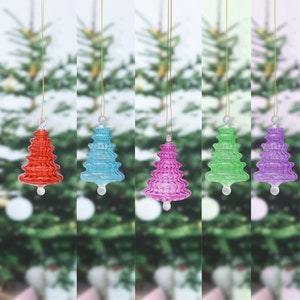 Christmas Tree Ornaments Glass Set of 5 Handmade blown glass
