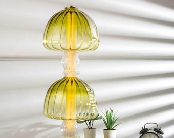 Handmade Blown Glass Table Lamp, Modern Bedside Lighting