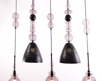 Handmade Blown Glass Chandelier, Modern Art Glass Lighting
