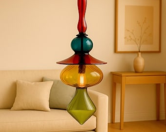 Hand-blown Glass Pendant Light: Multicolor Kitchen & Dining Decor