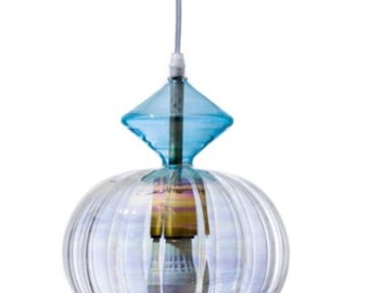 Lampa wisząca z dmuchanego szkła – tęczowa szklana oprawa oświetleniowa