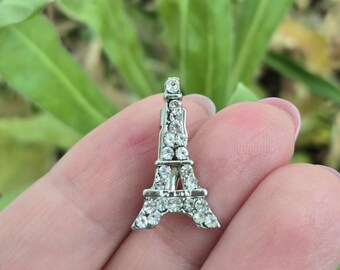 Crystal Eiffel Tower Brooch: Sparkling Silver Paris Lapel Pin