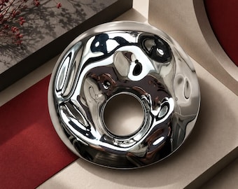 Large Silver-Tone Abstract Brooch, Mirror-Finish Stainless Steel Statement Pin