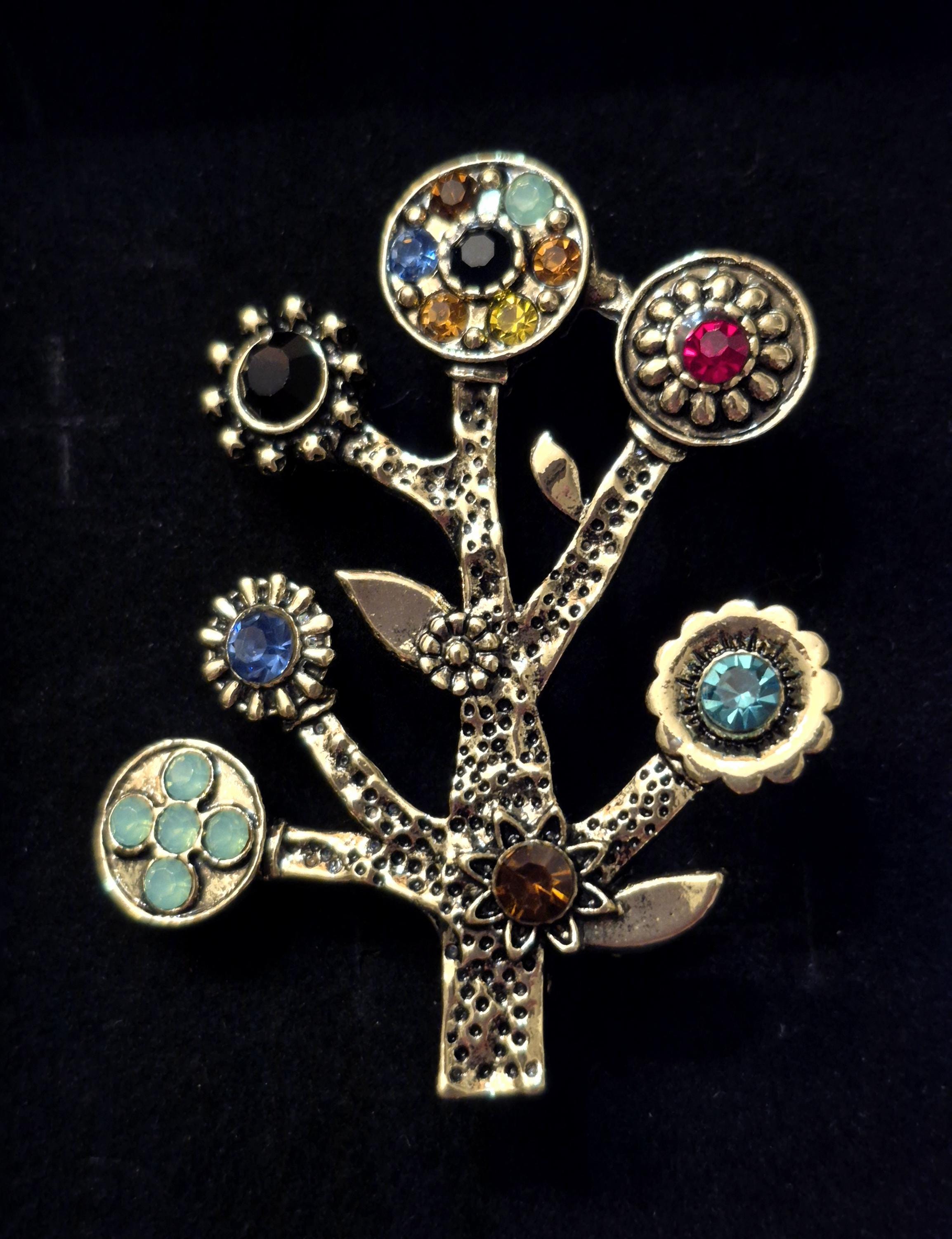 Broche en cristal vert avec strass, bijoux de style vintage, cadeau