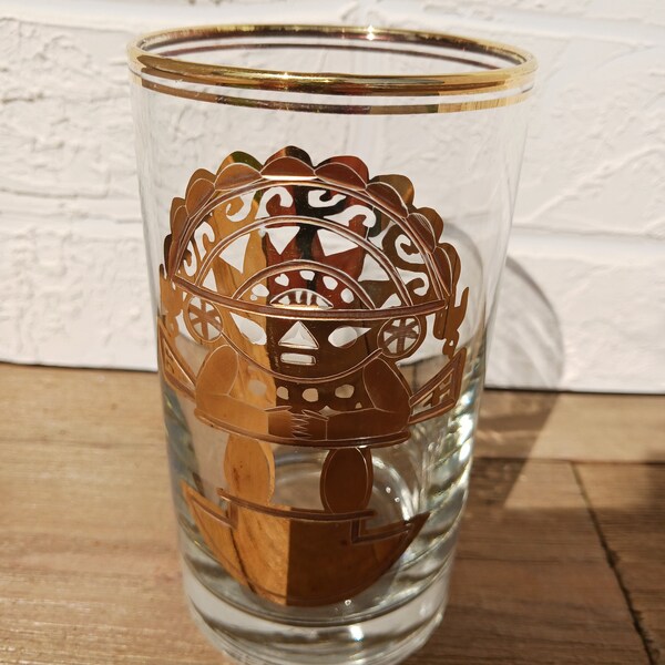 Artesania Tabuisa 14K Gold encrusted Peru highball Glass