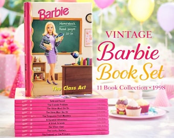 Set of 11 Vintage 1998 Barbie & Friends Book Club Hardcover Books | Grolier Barbie Collection | Girls Birthday Gift | Collector Gift Set
