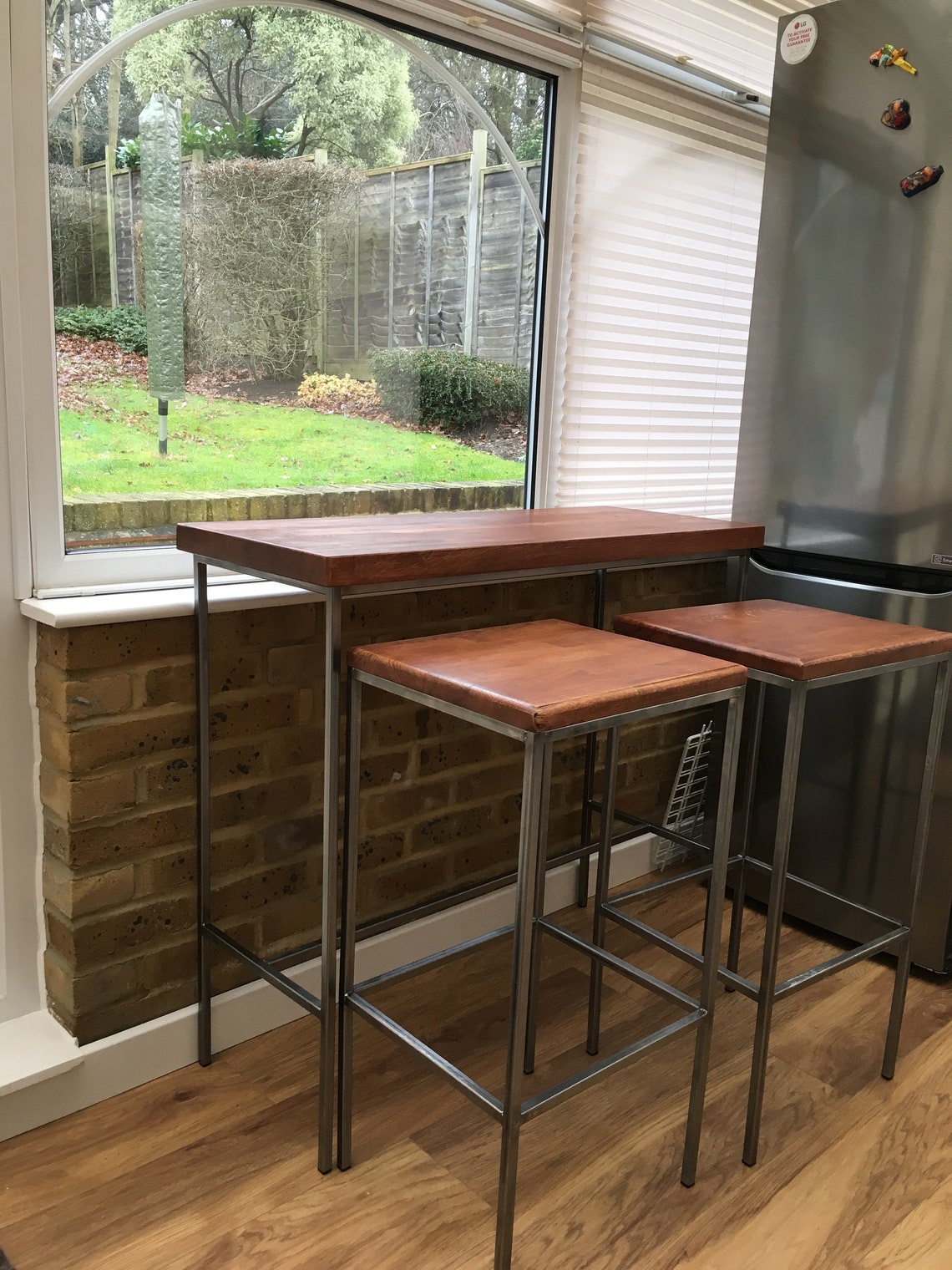 Breakfast Bar/Worktop/ Solid oak Industrial bar with steel Etsy