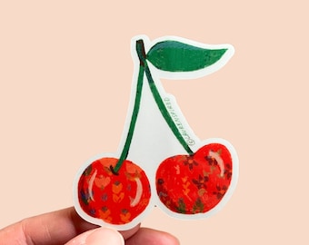 Cute cherries sticker, sweet cherry sticker, red cherry valentine, disco cherry stickers, have a sweet summer sticker, cherry vinyl sticker