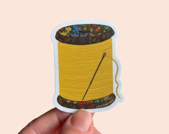 Spool of Thread Sticker, cute quilt sewing stickers, sewing machine sticker, sowing machine, gift for seamstress, needle and thread