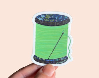 Spool of Thread Sticker, cute quilt sewing stickers, sewing machine sticker, sowing machine, gift for seamstress, needle and thread